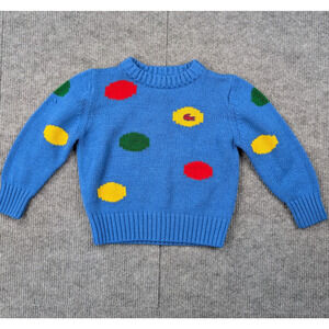 Vintage Lacoste Sweater Kids Small Retro 80s Polka Dot Art To Wear Avant Garde